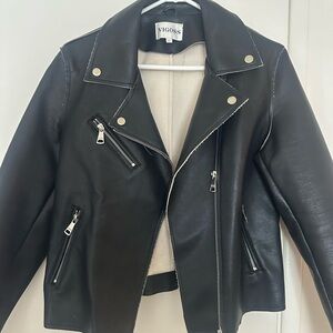 Vigoss Women's Black Leather Biker Jacket